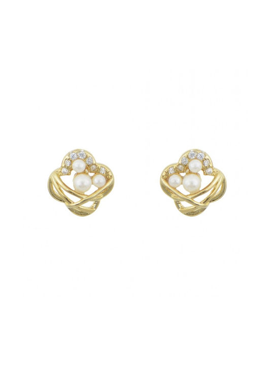Kloxx Stud Earrings Made of Silver Gold Plated with Stones & Pearls