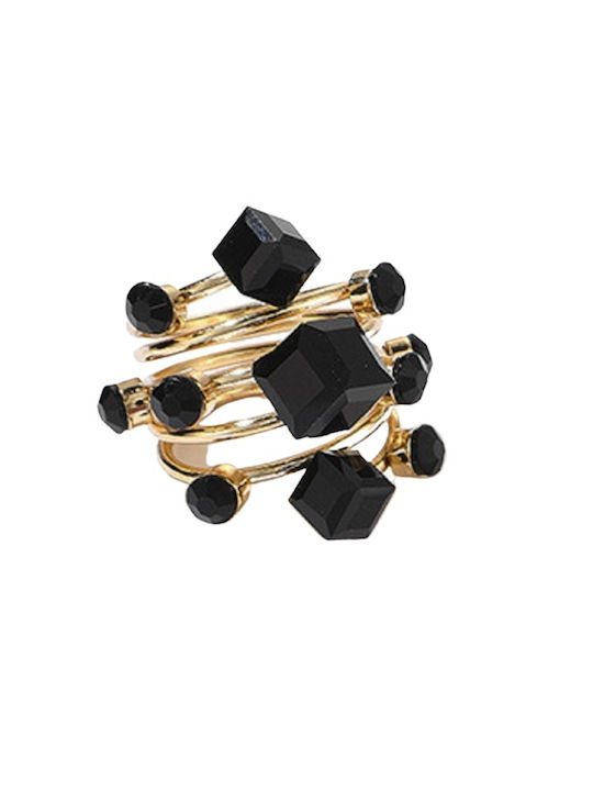 Women's Gold Plated Brass Ring with Stone