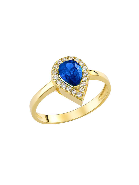 Women's Gold Ring with Zircon 14K