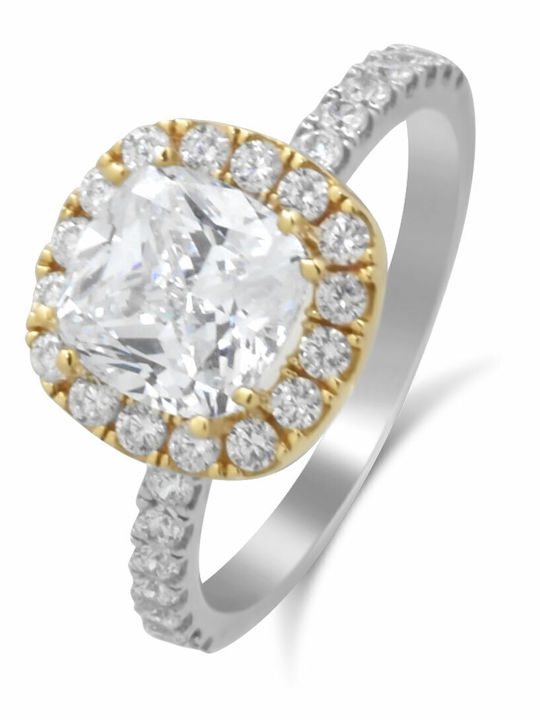 Goldjewels Femeie Inel cu Zirconiu din Aur alb 14K