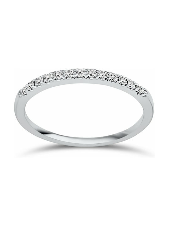 Women's White Gold Half Eternity Ring with Diamond 18K