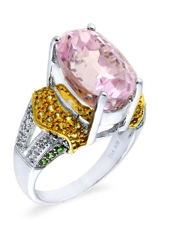 Margaritari Дамски Пръстен с Камъни от Бяло злато 18K