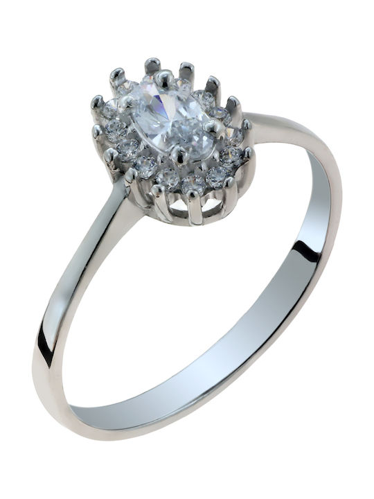 Ring with Zircon made of White gold 9K