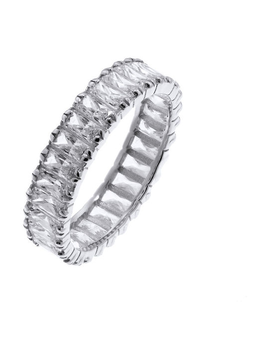 Women's White Gold Eternity Ring with Zircon 14K