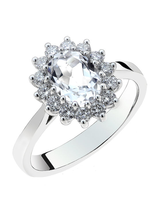Ring with Diamond made of White gold 18K