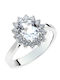 Ring with Diamond made of White gold 18K