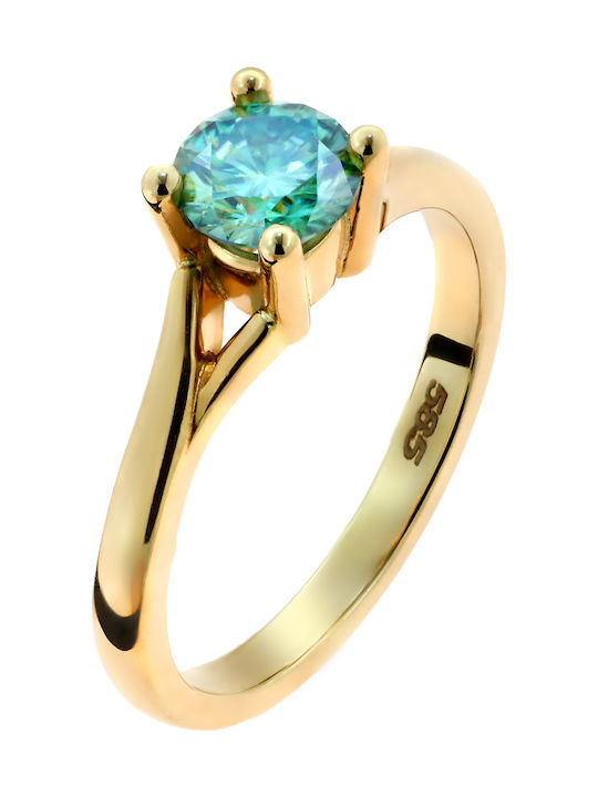 Women's 14K Gold Ring with Moissanite
