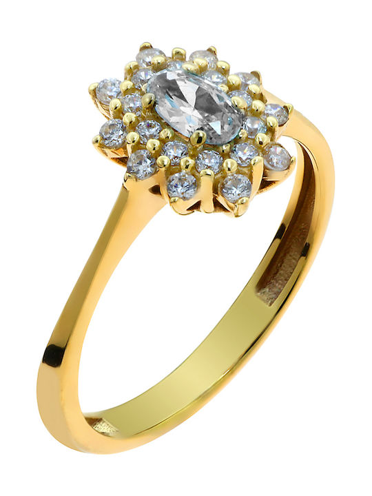 Women's Gold Ring with Zircon 14K