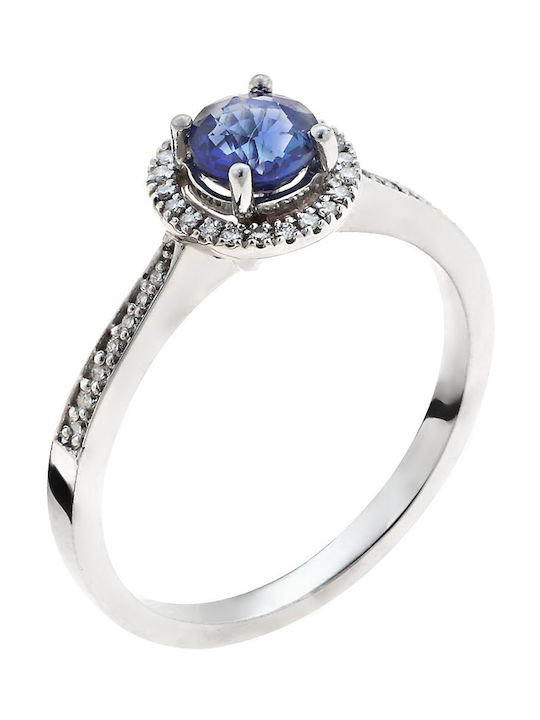 Women's White Gold Ring with Diamond 18K