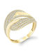Eforo Damen Ring mit Zirkonia aus Gold 14K