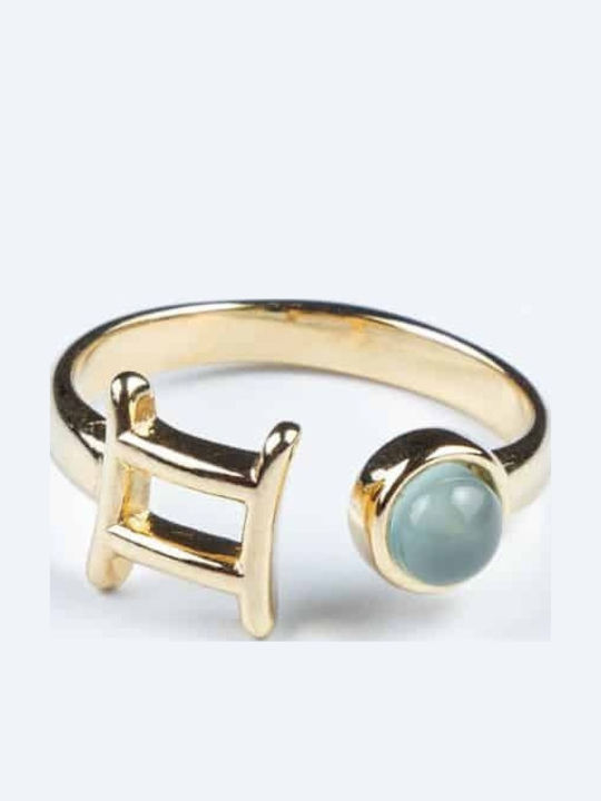 Cuoro Ring with Stones made of Steel Gold Plated