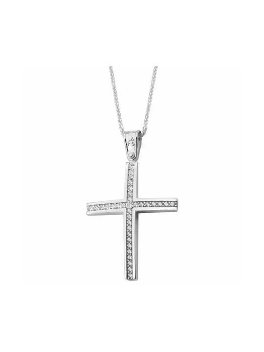 Weißgold Kreuz 14K mit Kette