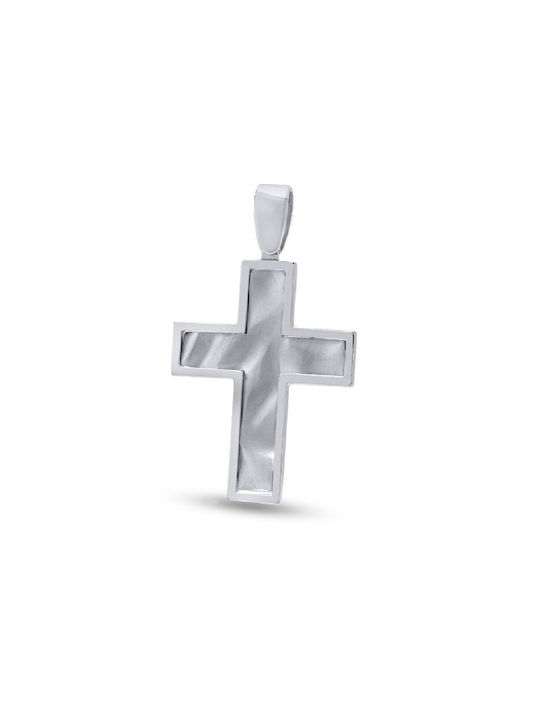 Men's White Gold Cross 14K