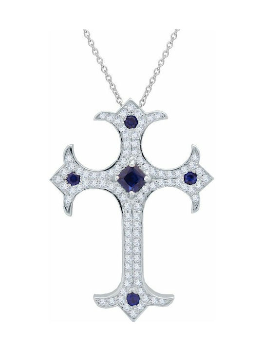 White Gold Cross 18K with Chain