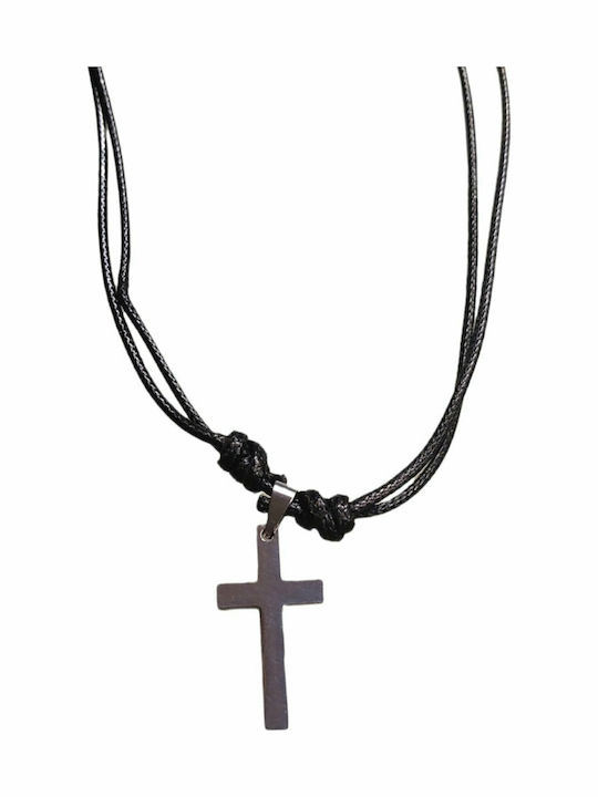 Black Men's Cross with Cord