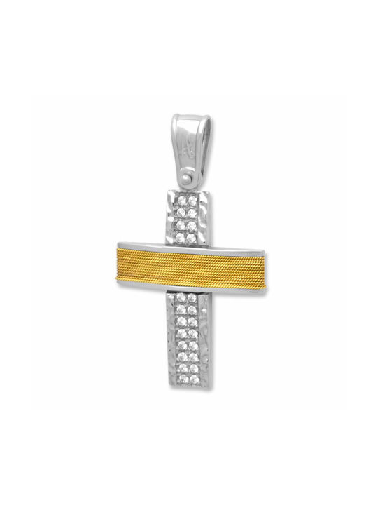 Damen Weißgold Kreuz 14K