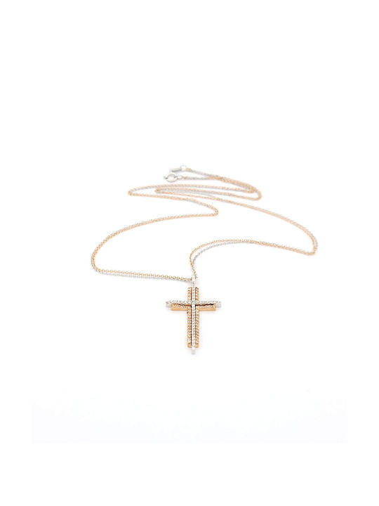 Kirkikosmima Damen Gold Kreuz 14K mit Kette