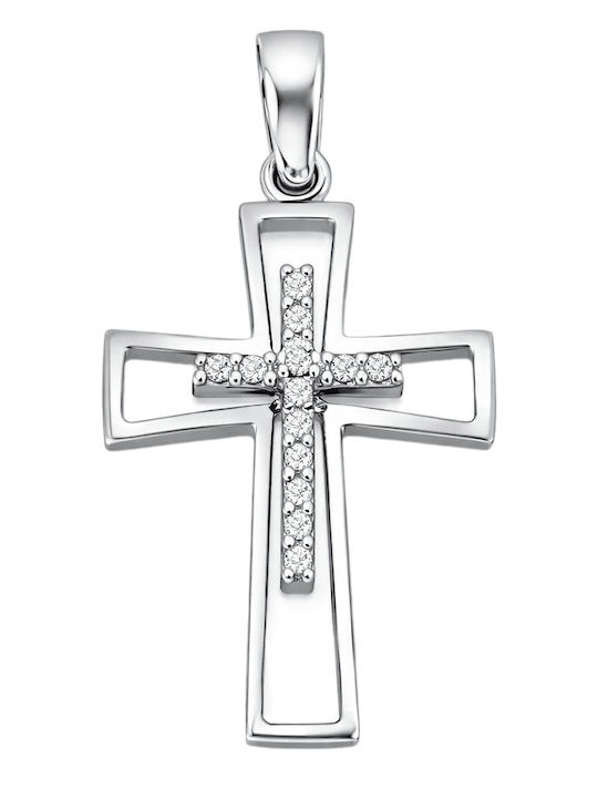 FenixJewelry Γυναικείος Λευκόχρυσος Σταυρός 14Κ χωρίς Αλυσίδα