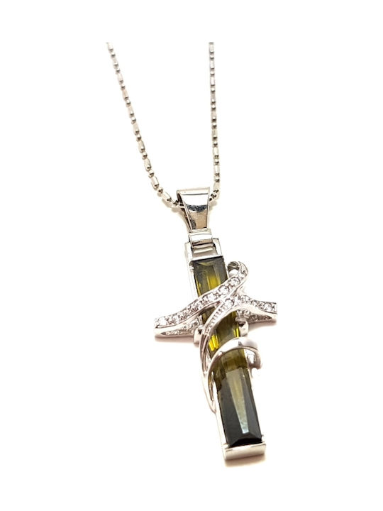 White Gold Cross 14K with Chain