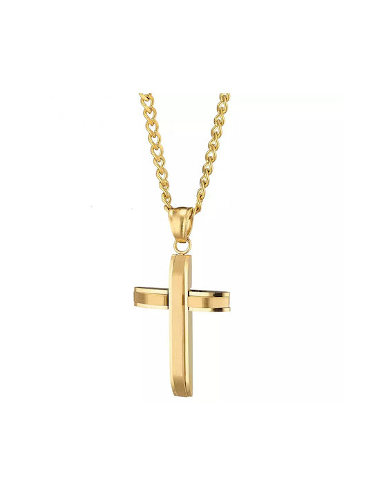 Cross from Gold Plated Steel with Chain