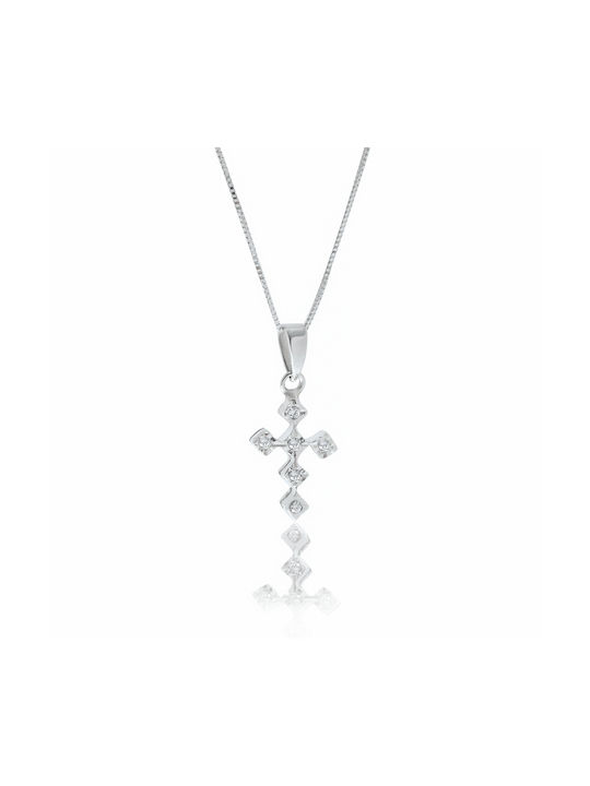 White Gold Cross 14K with Chain