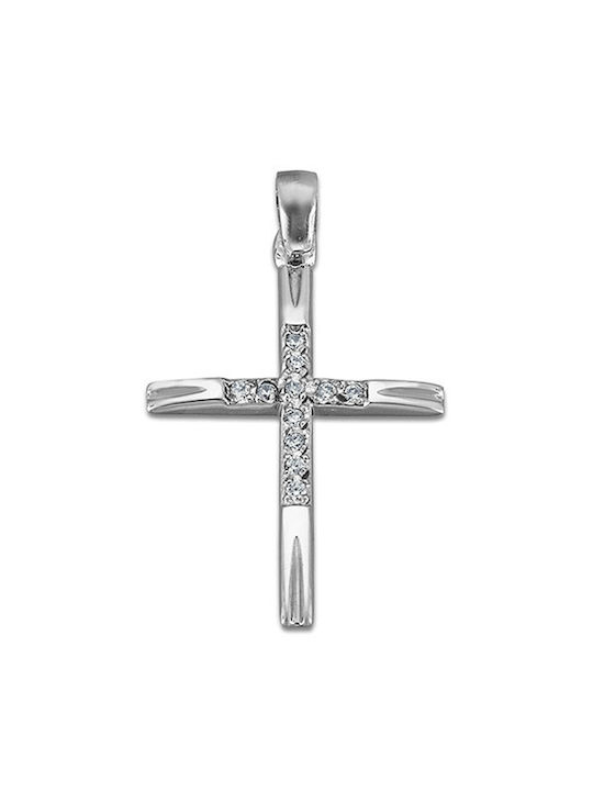 Damen Weißgold Kreuz 14K