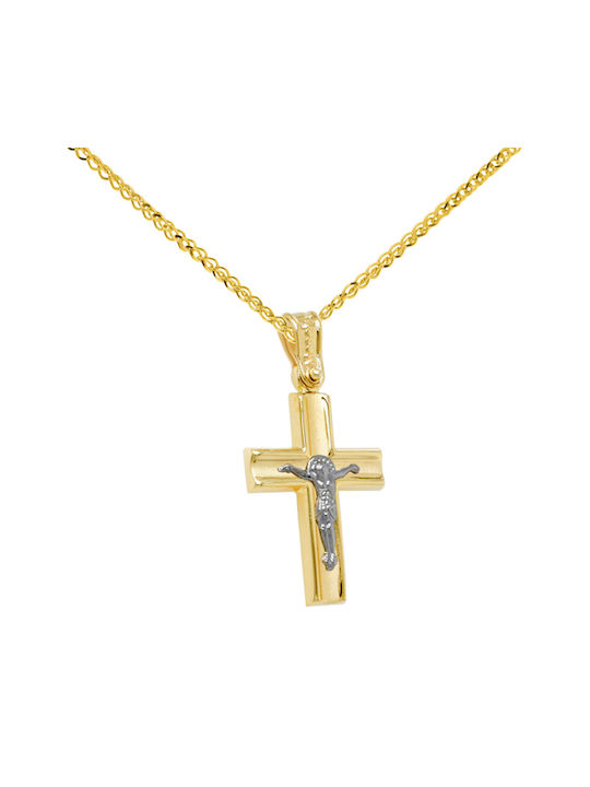 Herren Gold Kreuz 14K mit Kette