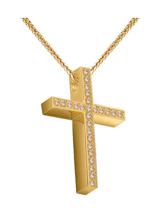 Damen Gold Kreuz 14K mit Kette