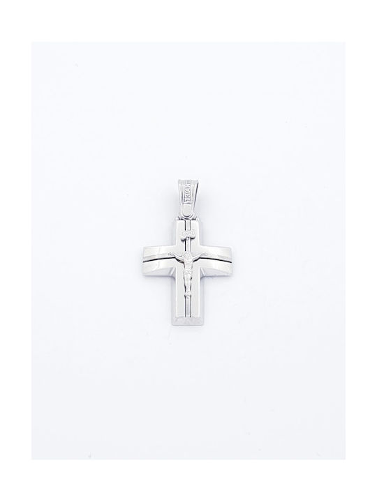 Kirkikosmima Men's White Gold Cross 14K with the Crucified