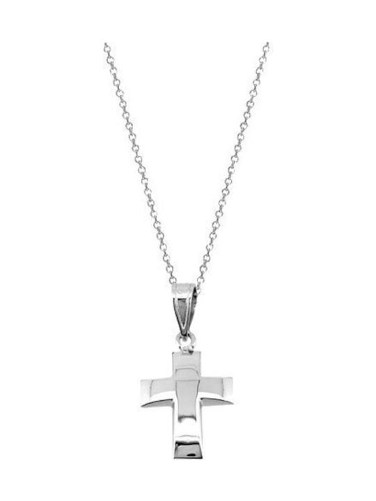 Weißgold Kreuz 14K mit Kette