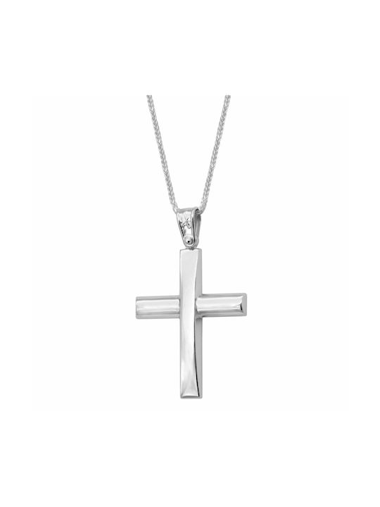 White Gold Cross 9K with Chain