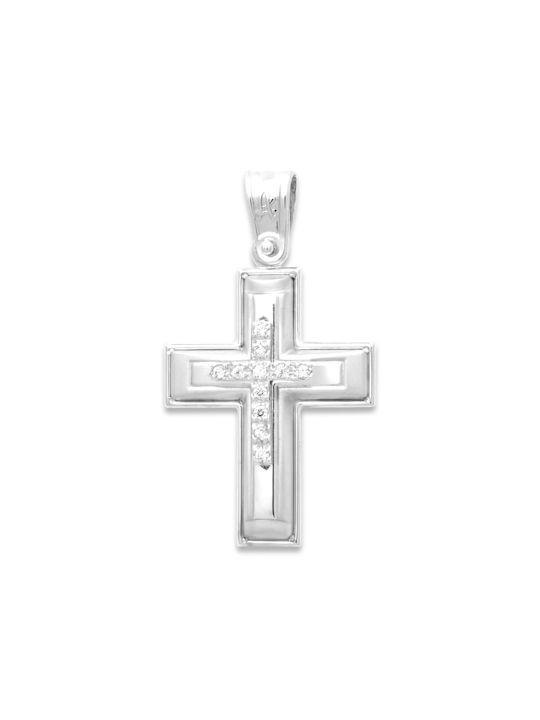 Damen Weißgold Kreuz 14K