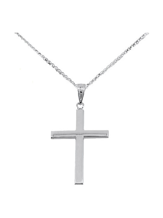 Weißgold Kreuz 14K mit Kette