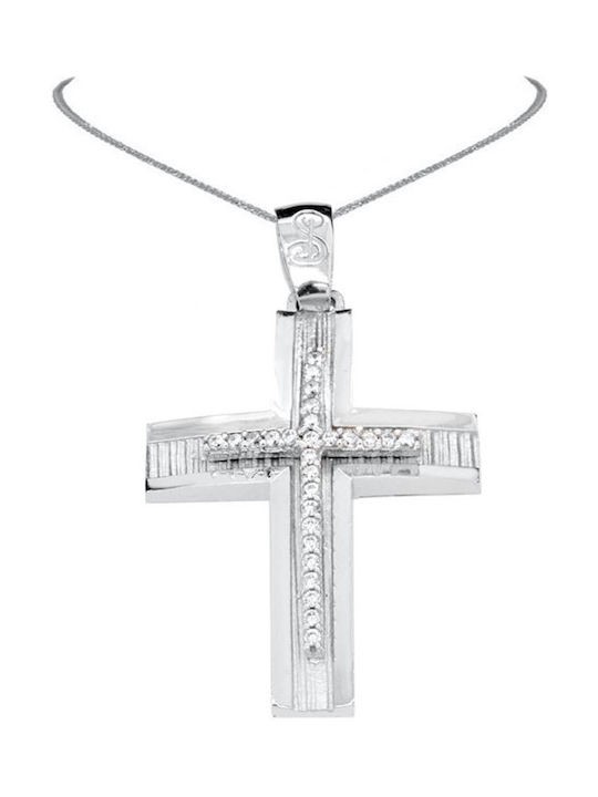 Damen Weißgold Kreuz 14K mit Kette