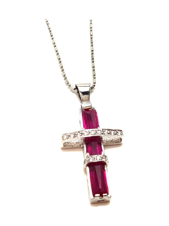 White Gold Cross 14K with Chain