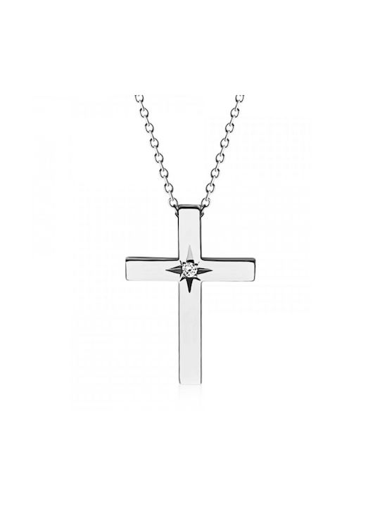 White Gold Cross 14K with Chain