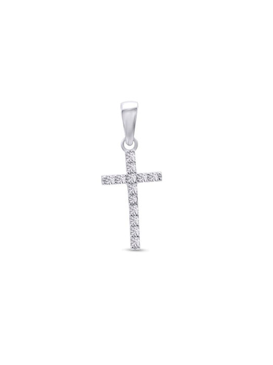 Damen Weißgold Kreuz 14K