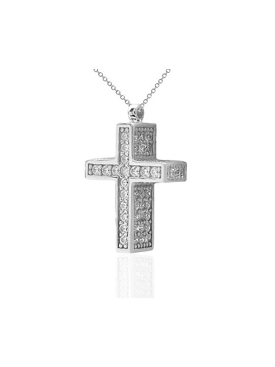 Kirkikosmima Women's White Gold Cross 14K with Chain