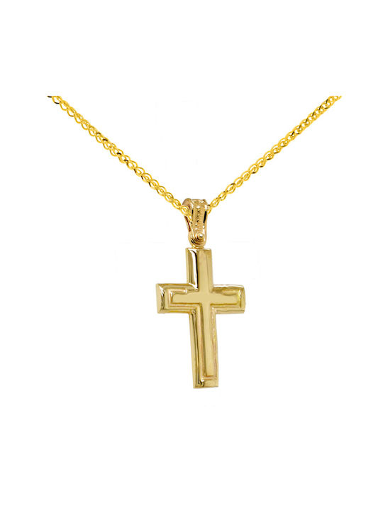 Herren Gold Kreuz 14K mit Kette