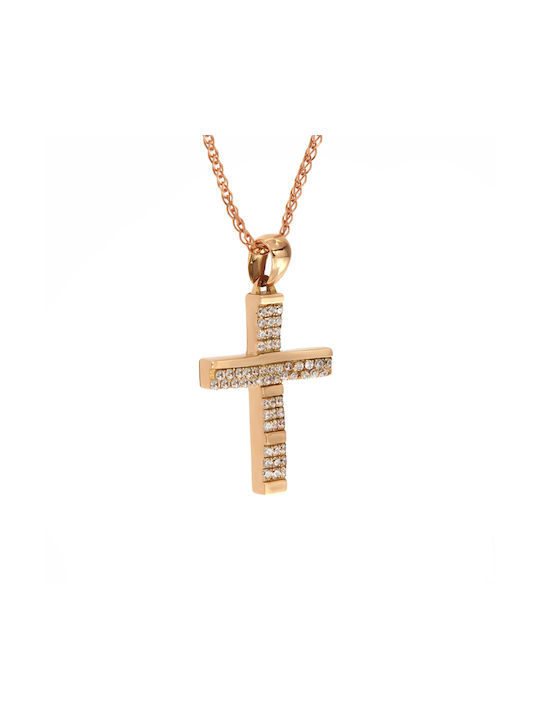 Damen Roségold Kreuz 14K