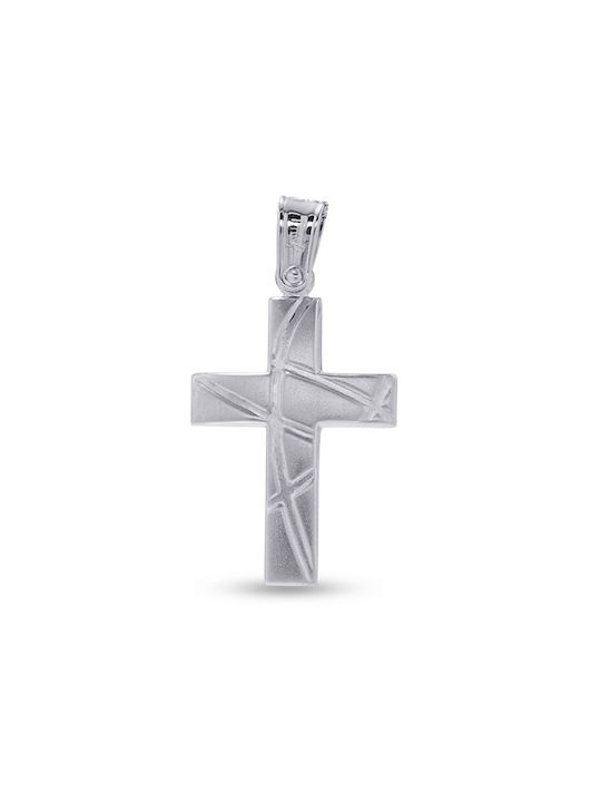 Men's White Gold Cross 14K