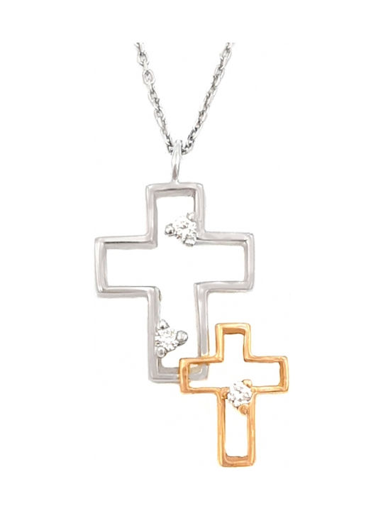 White Gold Cross 18K with Chain