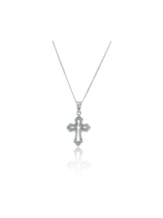 Weißgold Kreuz 14K mit Kette