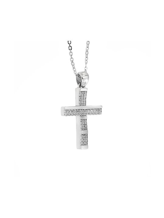 Damen Weißgold Kreuz 14K