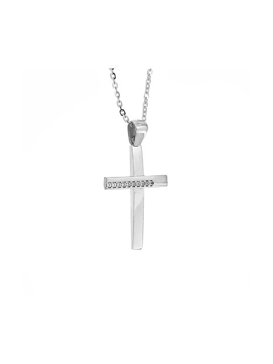 Damen Weißgold Kreuz 14K