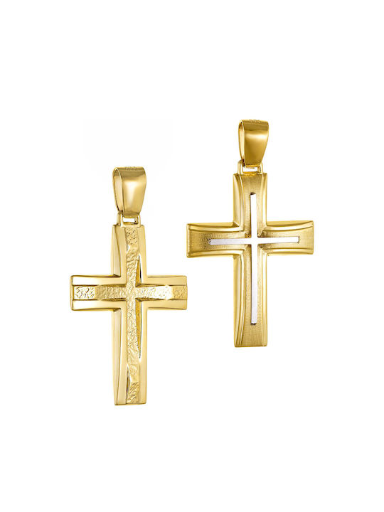 Men's Gold Cross 14K Double Sided