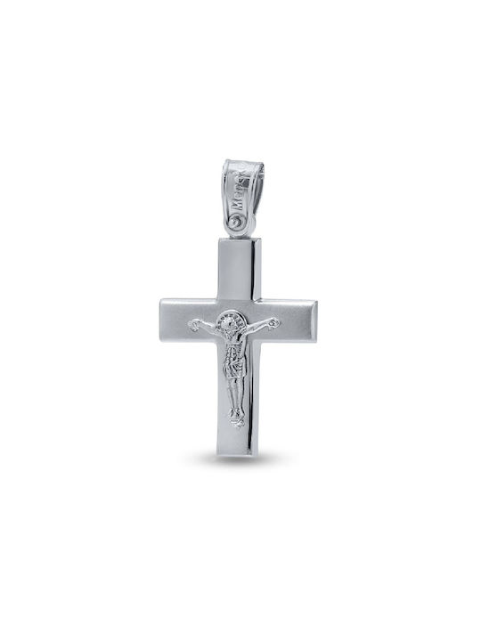 Men's White Gold Cross 14K