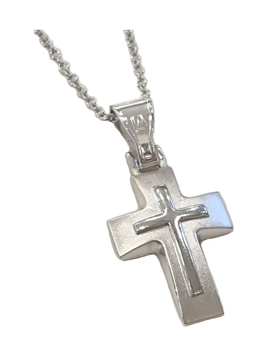 Weißgold Kreuz 14K mit Kette