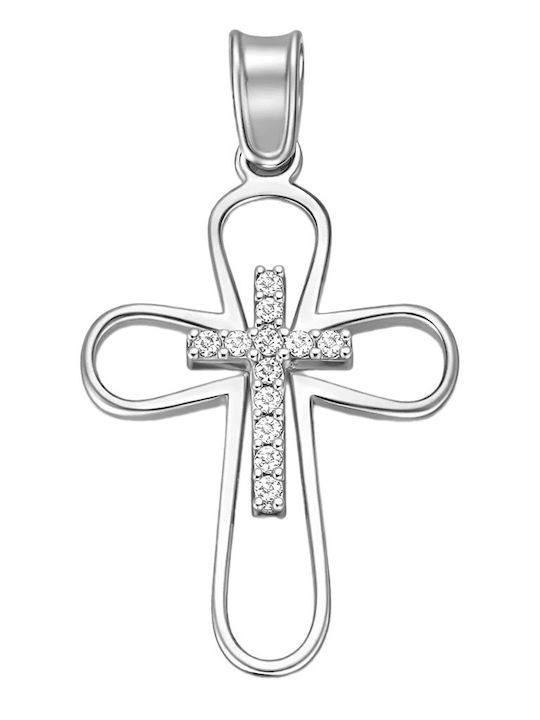 FenixJewelry Дамски Бял златен Кръст 14K
