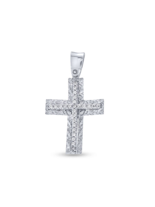 Damen Weißgold Kreuz 14K